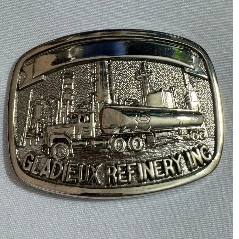 Vintage 1981 OC Tanner Solid Brass Gladieux Refinery Belt Buckle Salt Lake City